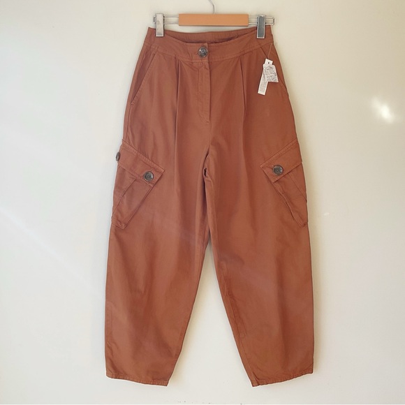 Free People Cargo Pocket Taper Pants in Brown Size 2 NWT - Picture 5 of 12